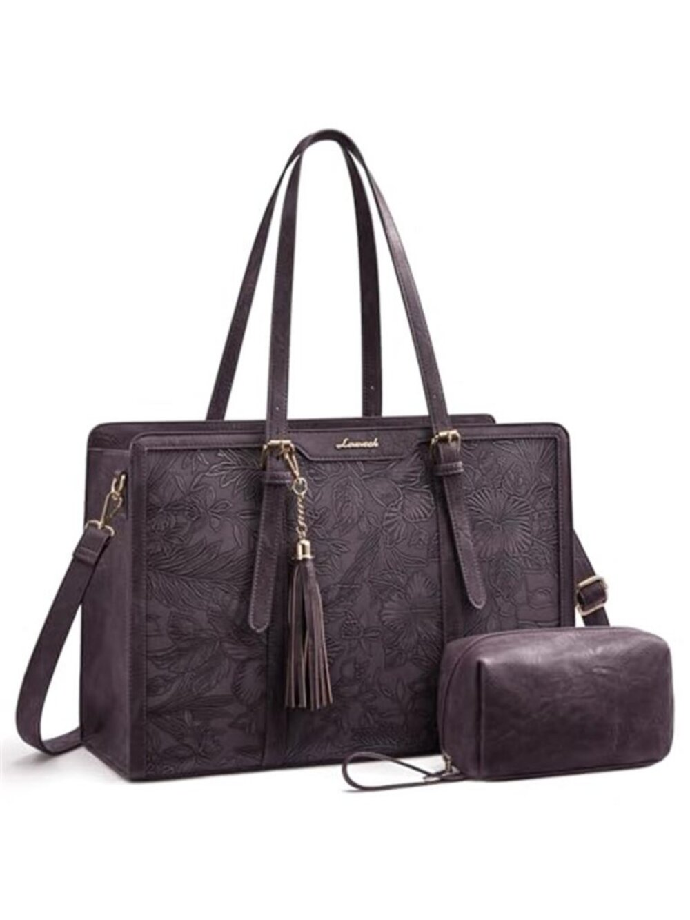 Womens Laptop Tote Bag Work Briefcase PU Leather Computer Shoulder Handbag